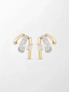 Pendientes de Diamantes Cultivados en Laboratorio con Forma de Lágrima, 1.31 Ct, Color GH, Claridad VS, 95 Piedras, Oro Amarillo de 14K, Destellos Delicados - Product Image 1