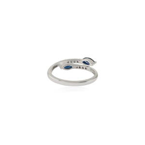 Anillo Apilable de Oro Blanco de 14K con Zafiro Azul y Diamante de Primera Calidad, Regalo de Cumpleaños para Ella, Joyería al por Mayor - Product Image 6