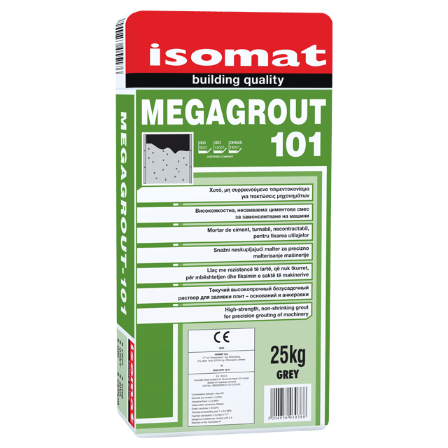 Высокопрочный текучий безусадочный прецизионный цементный раствор MEGAGROUT-101 примесей бетона и примесей раствора