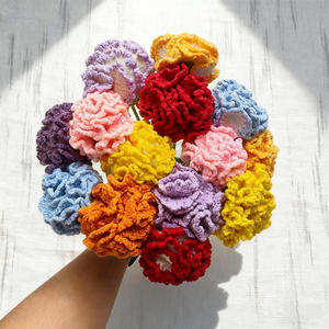 Bouquet de fleurs artificielles en fil tissé au crochet fait main, style naturel, œillets et roses, pour fêtes, réunions, cadeaux, vente en gros Chine - Product Image 3