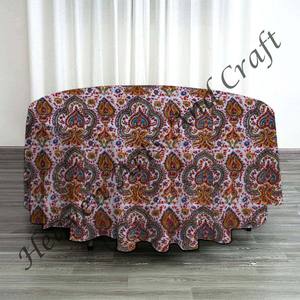 Mantel redondo de Navidad, mantel de diseño Floral, mantel hecho a mano, mantel estampado de bloques, mantel - Product Image 6