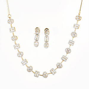 Classic 2-Tone Plated Cubic Zirconia Stiff Necklace Set 422926 for Wedding Party and Engagement with Latest <b>Market</b> <b>Design</b> - Product Image 1