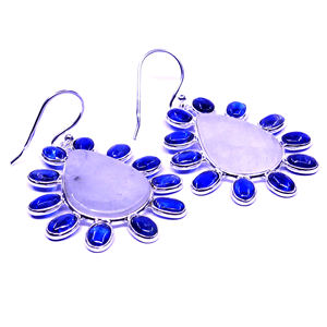 Everyday Wear Bijoux en argent sterling 925 plaqué or Boucle d'oreille en pierre de lune arc-en-ciel blanc Kyanite Gemstone - Product Image 3