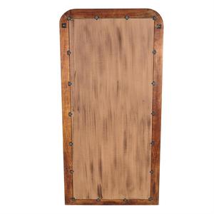 Miroir de sol moderne en bois de manguier brun vieilli 36 \ "X 1 \" X 72 \ "avec rainures sculptées et grain de bois naturel - Product Image 4