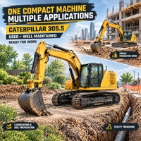 En stock : Excavatrice d'occasion 305.5 compatible avec télécommande industrielle, modèle 2025, 1000h, pour travaux de génie civil