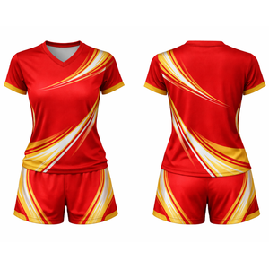 ชุดยูนิฟอร์มวอลเลย์บอล OEM สีแดงเหลืองลายไดนามิกแบบซับลิเมชั่น แห้งเร็ว - Product Image 2