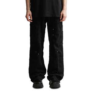 Pantalon homme de style streetwear ample à jambes larges, taille élastique, en mélange polyester/coton de qualité supérieure, vintage et personnalisé - Product Image 3