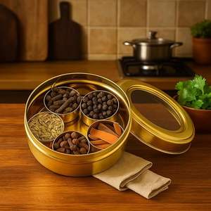 Caja de especias apilable moderna de latón de grado alimenticio, organizador Masala Dabba para cocina con 7 contenedores - Product Image 3
