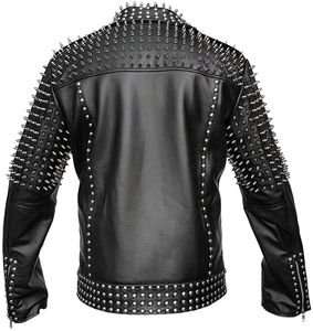 Chaqueta de cuero con tachuelas Punk de Heavy Metal para hombre con pinchos Slim Fit cierre de cremallera Rock Biker Style moda prendas de vestir exteriores - Product Image 6