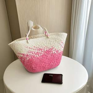 Bolso de mano con patrón de caramelo hecho <span class=keywords><strong>a</strong></span> mano tejido Vintage <span class=keywords><strong>japon</strong></span>és, bolso de playa <span class=keywords><strong>para</strong></span> vacaciones de verano <span class=keywords><strong>para</strong></span> mujer, bolso blanco en polvo - Product Image 4