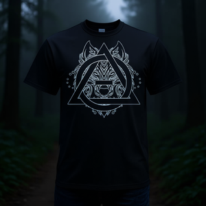 T-shirt girocollo unica per amanti del lupo Therian Theta Delta, nera a maniche corte, per adulti - Product Image 3