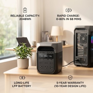 แบตเตอรี่เสริม Smart LiFePO4 แบบประหยัดพลังงา<span class=keywords><strong>น</strong></span> สำหรับ Delta <span class=keywords><strong>2</strong></span>/Delta 3/Delta 3 Series กำลังไฟ 1024Wh/2048Wh - Product Image 2