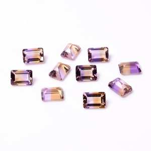 Piedra preciosa suelta de corte escalonado en forma de Octágono de ametrino natural para la fabricación de joyas, piedra de corte esmeralda de ametrino mezclado, tamaño calibrado OEM - Product Image 4
