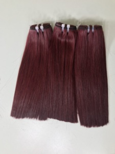 Nouvelle tendance Bonestraight haute qualité vierge vietnamienne Super Double dessiné cheveux teints couleur bordeaux prix de gros - Product Image 6