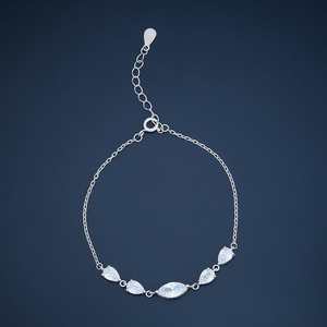 Bracelet tennis goutte d'eau en or 18 carats, plaqué rhodium, avec diamant central, style religieux, en argent 925, modèle 180668 - Product Image 1