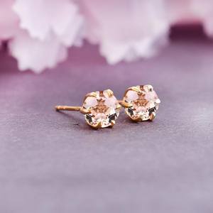 Boucles d'oreilles en Morganite rose pêche, argent sterling 925 plaqué or 14 carats, bijoux élégants en pierres précieuses pour femmes - Product Image 4