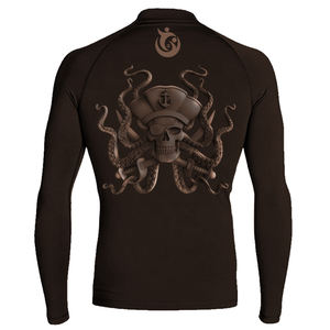 Rashguard à manches longues de compression UPF 50 + pour hommes, haut de gymnastique imprimé avec logo personnalisé pour MMA et sports de surf, chemise de surf unie - Product Image 6