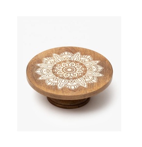 แท่นวางเค้กทำจากไม้จริงทรงกลมทำด้วยมือดีไซน์ลายพิมพ์ลายมะม่วงอาคาเซียราชวงศ์ผู้ผลิตขายส่งที่วางเค้กที่บ้านและของตกแต่ง - Product Image 4