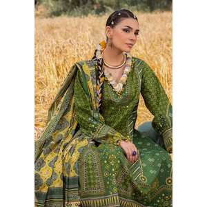 Traje de jardín verde de 3 piezas sin coser con estampado dorado para mujer - Product Image 6