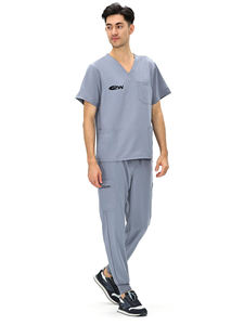 Tenue d'infirmier pour homme, ensemble de blouses et pantalons de travail extensibles, multi-poches, col montant, manches courtes, ODM - Product Image 3