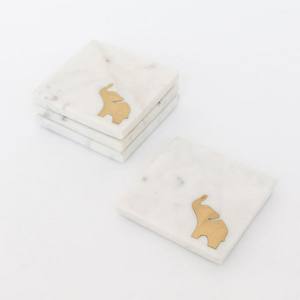 Juego de Posavasos de Resina con Incrustaciones de Hueso y Logotipo Personalizado, con Soporte, Estilo Clásico, Ecológico, Forma Cuadrada, Color Blanco y Verde, Decoración de Mesa - Product Image 3