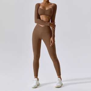 Vente en gros d'ensembles de yoga pour femmes vêtements de sport vêtements d'entraînement pantalons de yoga leggings pour femmes combinaison de yoga grande taille salle de sport 2026 - Product Image 4