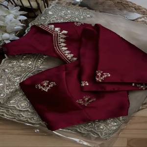 Sari de último diseñador con hilo doble y trabajo de lentejuelas incluye blusa de seda Mono Benglori de 0,80 m para uso festivo y de ocasión - Product Image 5