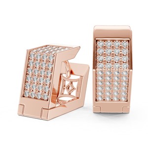 Round Moissanite Rectangular Pave <b>Stud</b> <b>Earrings</b> 925 Sterling <b>Silver</b> 80-Stone Full Pave - Product Image 4