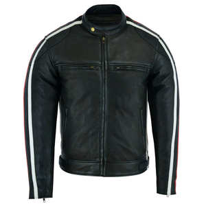 Blouson de moto en cuir unisexe haute performance avec protection coupe-vent, service OEM, toutes saisons - Product Image 3