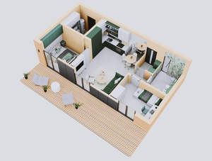 Cómoda casa completamente lista prefabricada ensamblada por módulos diseño moderno ALDREH - Product Image 3