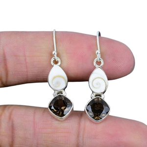 ต่างหูพลอยบุษราคัมสีควัน925สำหรับผู้หญิงของขวัญแต่งงานแบบแฮนด์เมดสไตล์โบฮีเมียน - Product Image 1