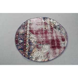 Tapis de 3,5 x 3,5 pieds, tapis turc vintage, tapis abstrait rouge - Product Image 1