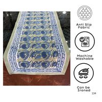 Jaipuri Chemin de table de luxe 100% coton fabriqué à la main, imprimé en blocs, design floral, lin écologique réutilisable pour table 6 places