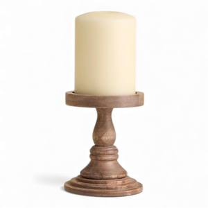 Minimal Tapered Wooden <b>Candle</b> Holder <b>Set</b> with Natural Grain Finish for Modern Home Styling - Product Image 3