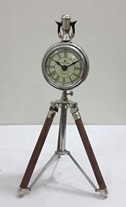 Horloge nautique de Style Antique faite à la main avec trépied horloge nautique personnalisée avec raccords en laiton et trépied en bois - Product Image 2