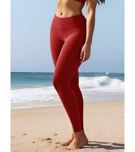 Mallas de Yoga lisas simples de Color sólido rojo, mallas de Yoga personalizadas para mujer, ropa deportiva, mallas de gimnasio hechas de alta calidad - Product Image 6