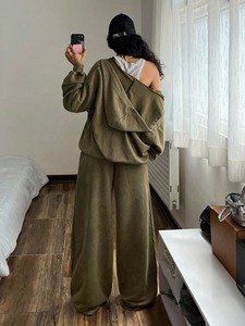 ชุดวอร์มแฟชั่นใส่ได้ทั้งชายและหญิงกางเกงมีฮู้ดและกางเกงวิ่งใส่สบายโลโก้ออกแบบได้ตามต้องการ - Product Image 5