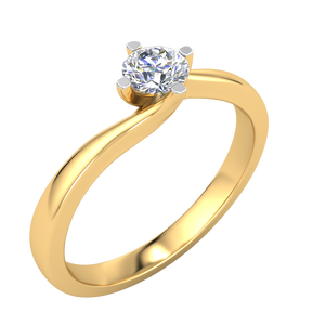 Bague Classique de Luxe en Or Jaune et Blanc 9K pour Femme, Diamant de Laboratoire de 0,25 Carats, Clarté VS, Couleur EF, Taille Brillant, Bijoux IGI - Product Image 1