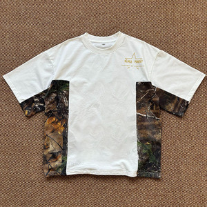 Poids lourd Boxy Streetwear coupé et coudre camouflage grande taille Vintage O cou T-shirt hommes 100% coton personnalisé recadrée t-shirt - Product Image 3