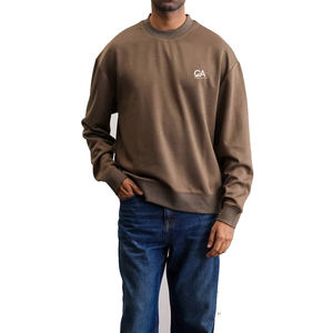 Sudadera lavada con ácido y cuello redondo de peso pesado con estampado de logotipo personalizado para hombre - Product Image 1