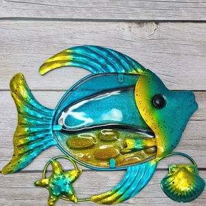 ตกแต่งผนังดีไซน์รูปปลาสุดหรูสำหรับโรงแรมบ้านและห้องนั่งเล่นตกแต่งผนังด้วยโลหะสีฟ้าดีไซน์ทันสมัยตกแต่งผนังด้วยโลหะ - Product Image 1