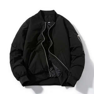 Veste en fourrure pour homme en gros, veste universitaire en cuir véritable sur mesure, col montant, lettre, uni, teinture unie, fermeture éclair pour l'hiver, moto - Product Image 2