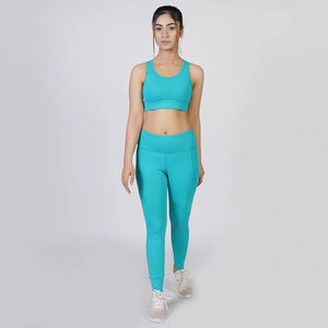 Conjunto de Leggings y Sujetador Deportivo de 2 Piezas para Mujer, Informal, para Yoga, Transpirable, de Secado Rápido, Ecológico, de Algodón y Elastano, Color Sólido - Product Image 1