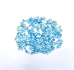 Piedra suelta de corte cuadrado de Topacio Azul suizo Natural de 3mm, cuentas de piedras preciosas facetadas de topacio de alta calidad para la fabricación de joyas por mayorista - Product Image 2