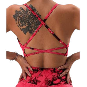 Soutien-gorge de sport anti-bactérien à maintien élevé avec motifs imprimés numériquement personnalisés en Spandex/Nylon - Product Image 2