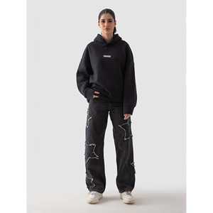 Sudadera con Capucha Negra 100% Algodón, Tejido de Punto - Product Image 6