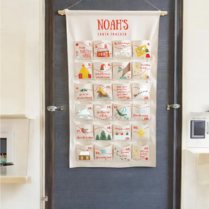 Calendario de Adviento de Navidad de lona con rastreador de Cuenta regresiva reutilizable de Papá Noel personalizado de alta calidad con 24 bolsillos - Product Image 2