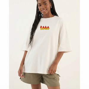 Camiseta de Manga Corta con Cuello Redondo Extra Grande para Mujer, 100% Algodón, Color Sólido, Corte Holgado, Estilo Primavera-Verano - Product Image 4