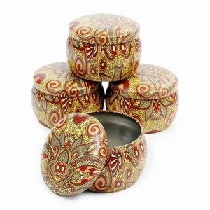 High Quality Best Romantic Metal Jar Printed Design Scented Fragrance <b>Candles</b> Jars <b>Set</b> 4 Home Decoration Handmade - Product Image 1