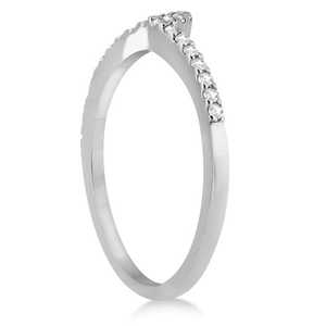 แหวนแต่งงานเพชรทรงเพรียวบาง 18K ทองคำขาว 0.12 กะรัต แหวนลายวน - Product Image 2